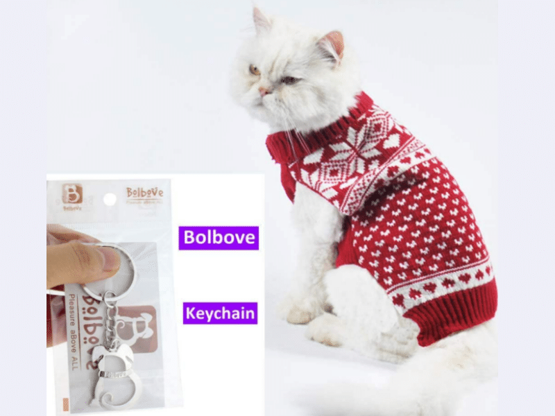 Bolbove Pet Red Snowflake Turtleneck Sweater