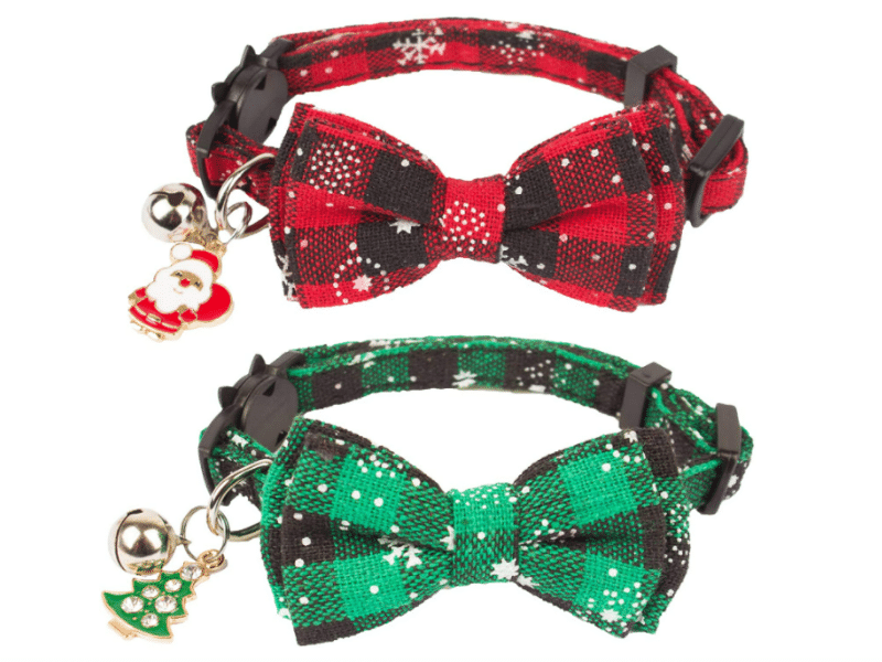Christmas Cat Collar Breakaway with Cute Bow Tie Bell